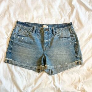 J Crew Womens Jean Shorts Size 27 Distressed 3" Cuffed Medium Wash Denim